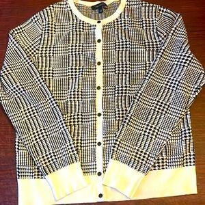 Ann Taylor Houndstooth Cardigan / Size Large
